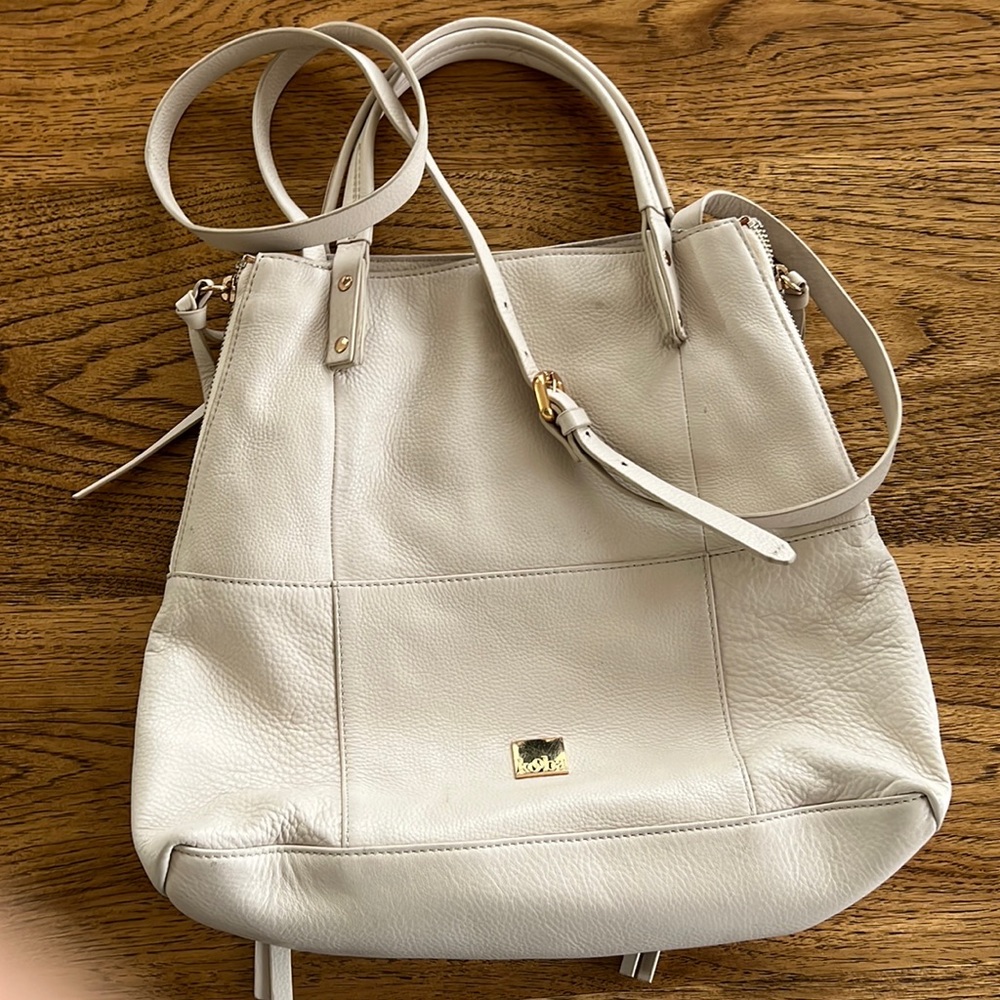 Kooba Cream Leather Tote with Gold Hardware